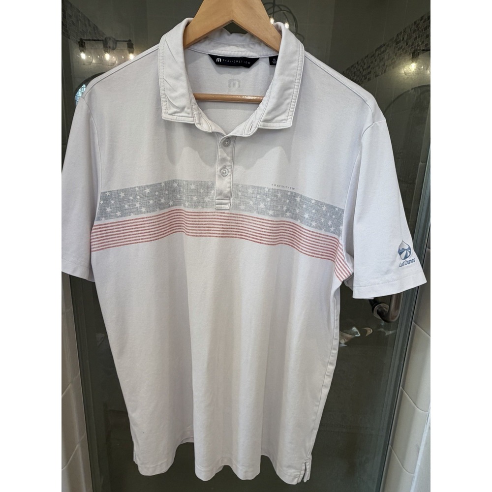 Travis Mathew Mens Stars Stripes Golf Polo Logo Lost Dunes XL